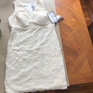 SHIPS FREE size 14W ivory sequence dress